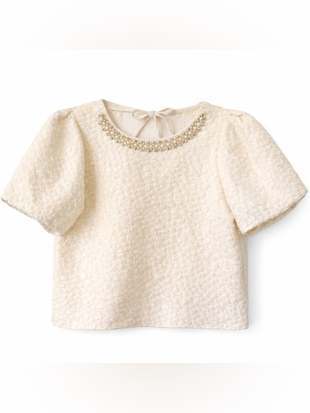 Anthropology blouse top cream ivory textured pearls size S - Picture 7 of 11